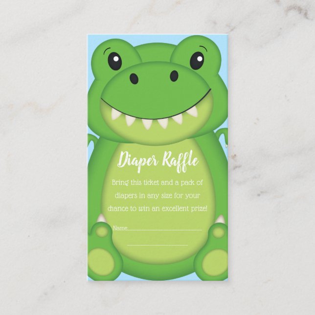 Dinosaur Baby Shower T-Rex Enclosure Card (Front)
