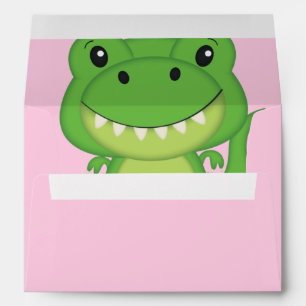 Dinosaur Baby Shower T-Rex Pink Girl Envelope