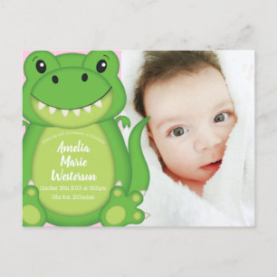 Dinosaur Baby Shower T-Rex Pink Girl Postcard