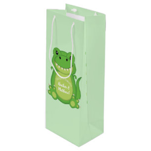 Dinosaur Baby Shower T-Rex Wine Gift Bag