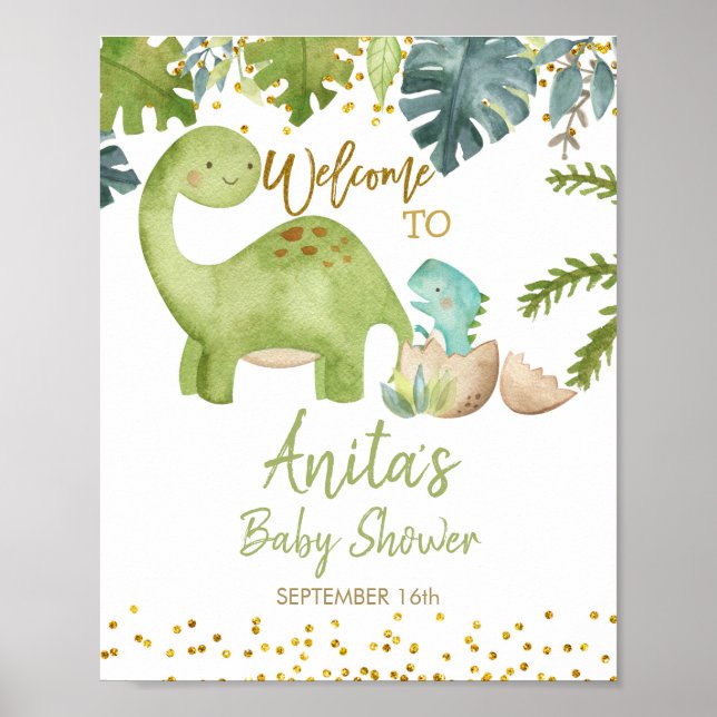 Dinosaur Baby Shower Welcome Sign (Front)