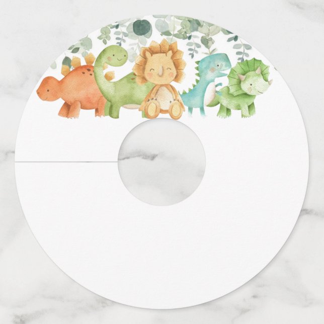 Dinosaur Baby Shower  Wine Glass Tag (Front)