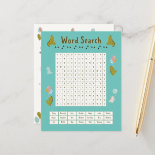 Dinosaur Baby Shower Word Search