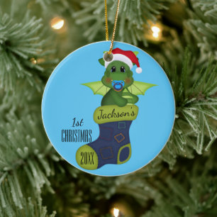 Dinosaur Baby's 1st Christmas Ceramic Tree Decoration