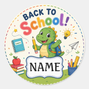 Dinosaur Back to School Bookplate Label