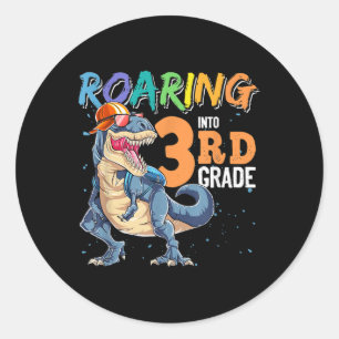 Dinosaur Back To School Im Ready To Crush 3rd Grad Classic Round Sticker