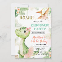 Dinosaur ballerina birthday party invitation