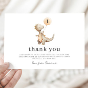 Dinosaur Balloon 1st Birthday - Thank You Card