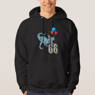 Dinosaur Balloon Rex 66th Birthday Kid Boy Girl Fu Hoodie