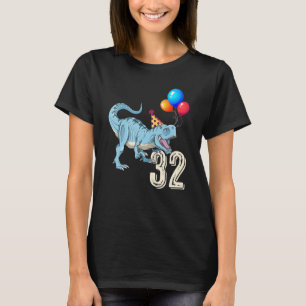 Dinosaur Balloon T Rex 32nd Birthday Kid Boy Girl T-Shirt