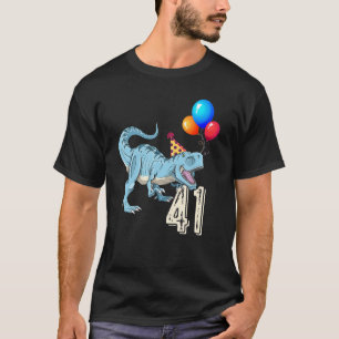 Dinosaur Balloon T Rex 41st Birthday Kid Boy Girl  T-Shirt