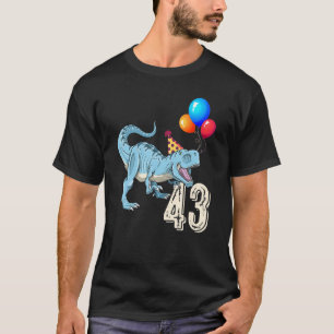 Dinosaur Balloon T Rex 43rd Birthday Kid Boy Girl T-Shirt