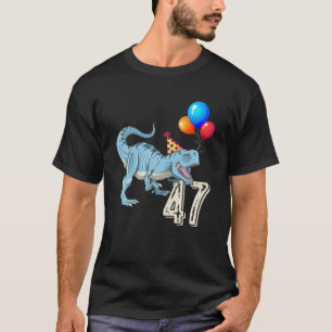 Dinosaur Balloon T Rex 47Th Birthday Kid Boy Girl T-Shirt