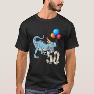 Dinosaur Balloon T Rex 50Th Birthday Kid Boy Girl T-Shirt