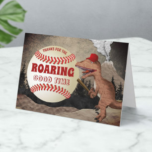 Dinosaur Baseball Boys Birthday Thank You Card