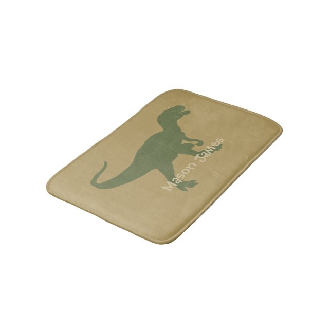 Dinosaur Bath Mat T-Rex Silhouette Camo Dino (Angled)