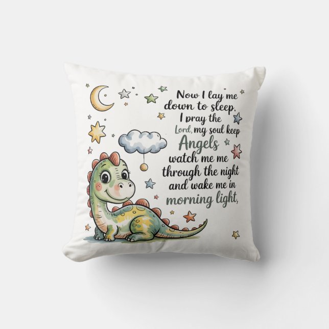 Dinosaur Bedtime Prayer Pillow (Front)
