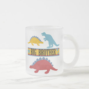 Dinosaur Big Brother Frosted Glass Coffee Mug