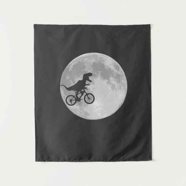 Dinosaur Bike and Moon Retro Dino Tapestry (Front)
