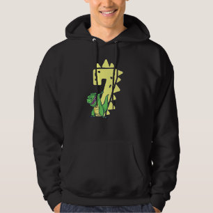 Dinosaur Birthday 7 Year Old Boy Rex 7th Bday Kid Hoodie