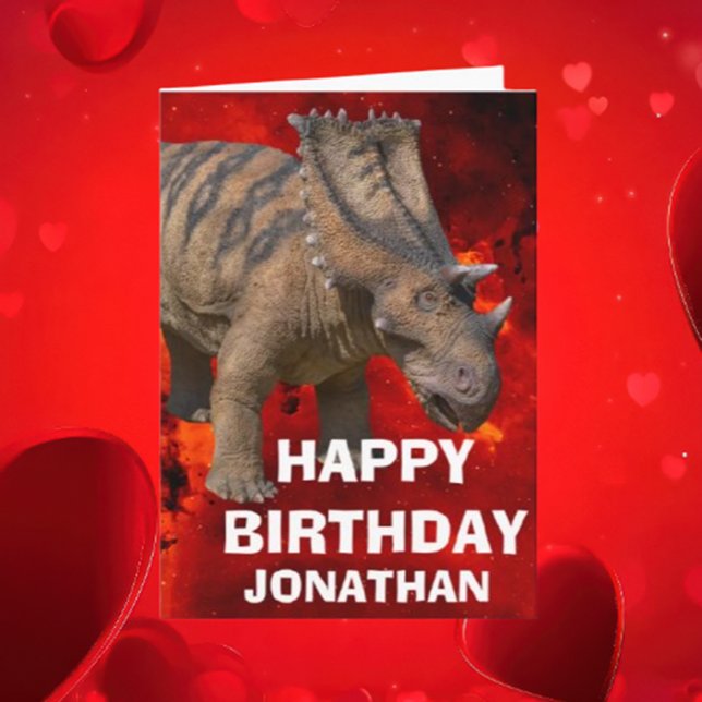 Dinosaur birthday A Roaring Good Time Card (a special birthday card for you featuring none other than a TRICERATOPS! )