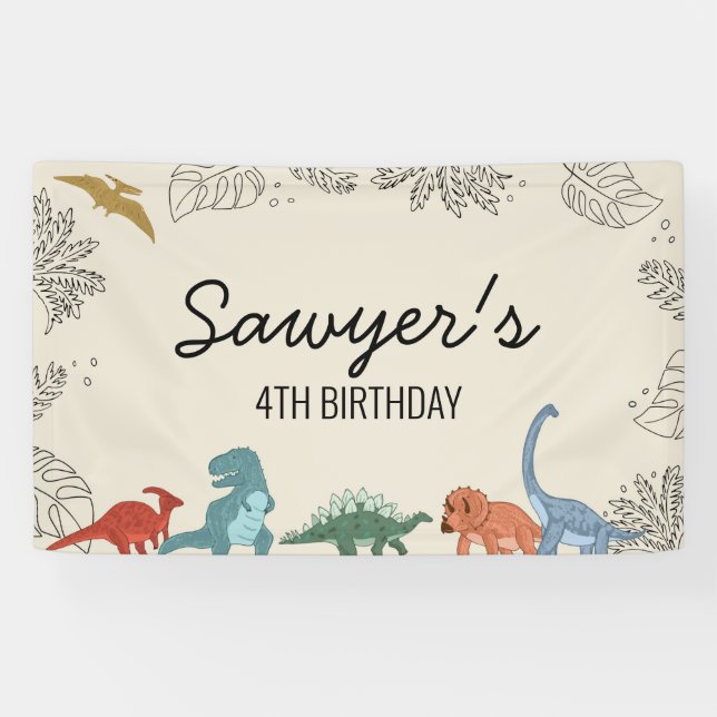 Dinosaur Birthday Banner (Horizontal)