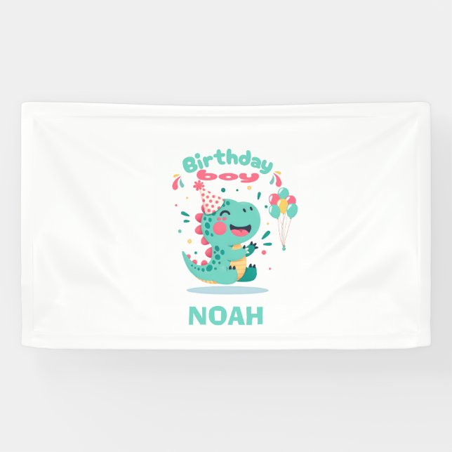 Dinosaur Birthday Banner | Boys Party  | Editable (Horizontal)