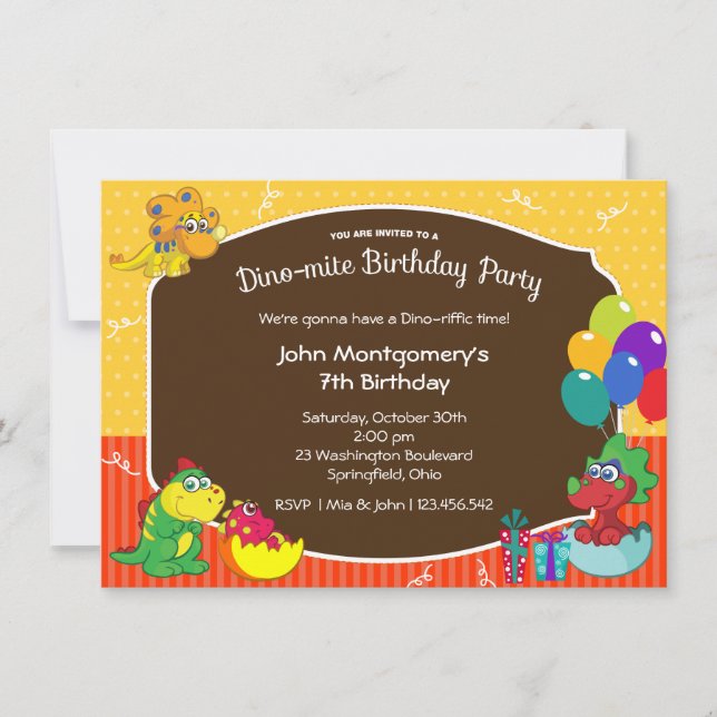 Dinosaur Birthday Bash Costume Party Invitation (Front)