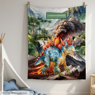 Dinosaur Birthday Blanket Watercolor Personalised 