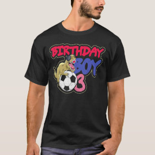Dinosaur Birthday Boy 3 Year Old Dino Soccer Birth T-Shirt