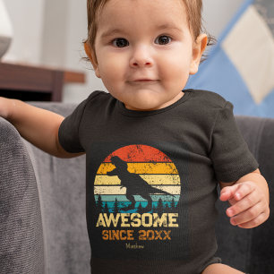 Dinosaur Birthday Boy Awesome Since Birth Year Baby Bodysuit