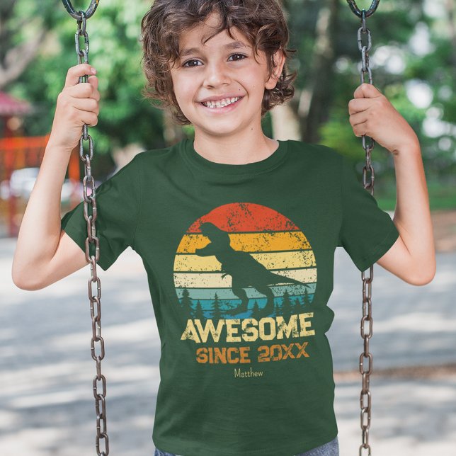 Dinosaur Birthday Boy Awesome Since Birth Year T-Shirt (Creator Uploaded)