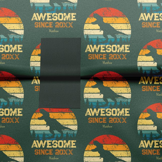 Dinosaur Birthday Boy Awesome Since Birth Year Tissue Paper (Creator Uploaded)