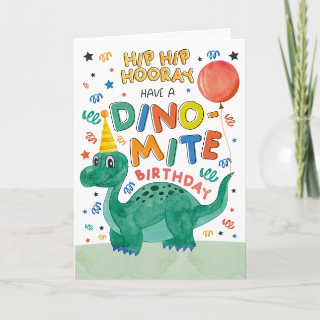 Dinosaur Birthday Card | Printable Dinosaur Card (Front)