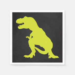 Dinosaur Birthday Chalkboard Green Napkin