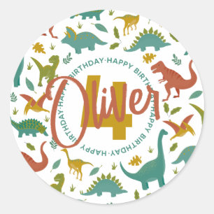 Dinosaur Birthday  Classic Round Sticker