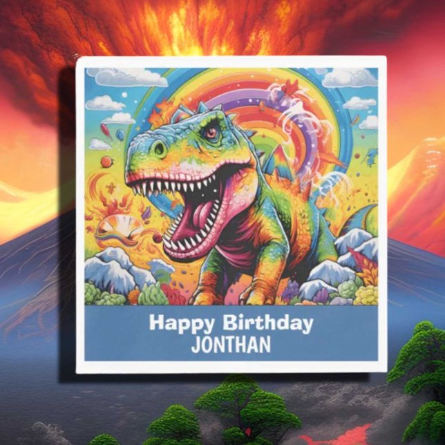 dinosaur birthday colourful cute napkin (Cute Colorful Dinosaur Birthday Napkins for a Fun Party!)