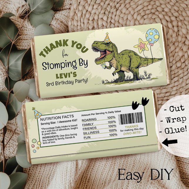 Dinosaur Birthday DIY Chocolate Bar Favour Wrapper (Creator Uploaded)