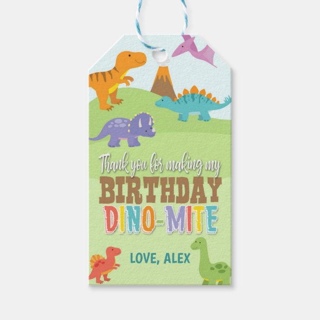 Dinosaur Birthday Favour Tag (Front)