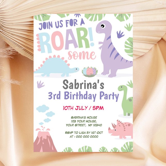 Dinosaur Birthday Girl Invitation (Creator Uploaded)