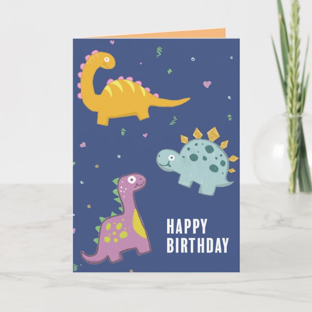 Dinosaur Birthday Greeting Card (Front)