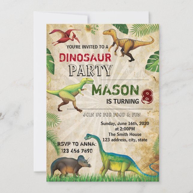 Dinosaur birthday invitation (Front)