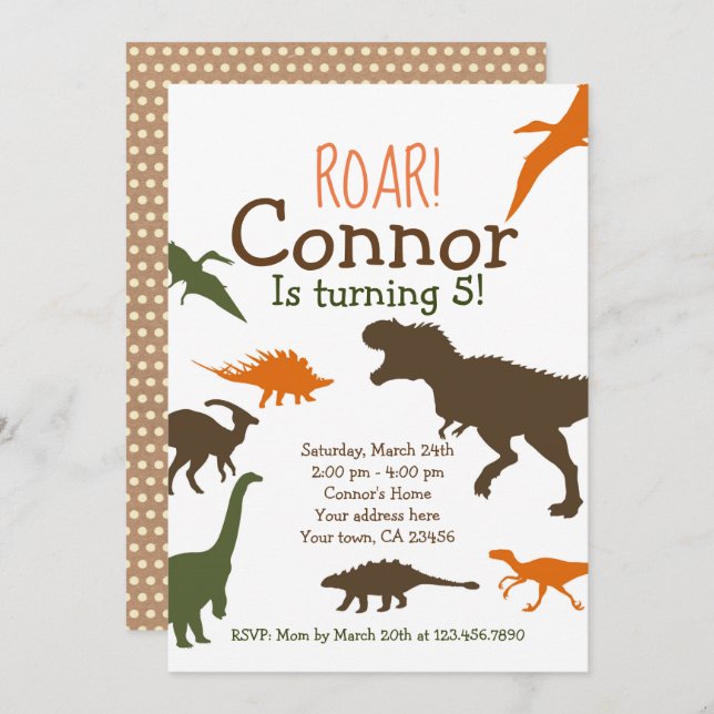 Dinosaur Birthday Invitation (Front/Back)