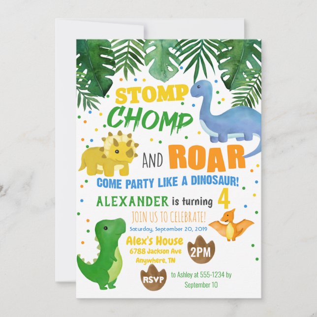 Dinosaur Birthday Invitation (Front)