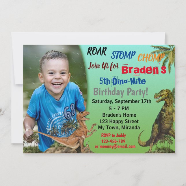 Dinosaur birthday invitation (Front)