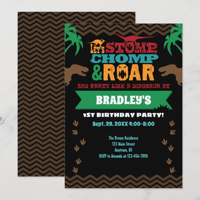 Dinosaur Birthday Invitation (Front/Back)