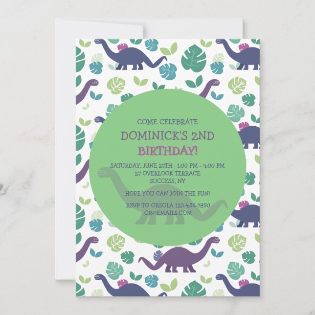 Dinosaur Birthday Invitation (Front)