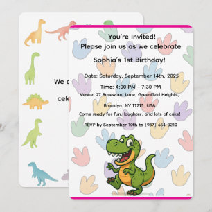 Dinosaur Birthday Invitation Card