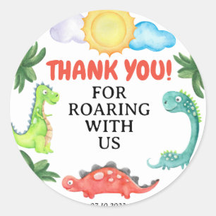 Dinosaur Birthday  Invitation Classic Round Sticker
