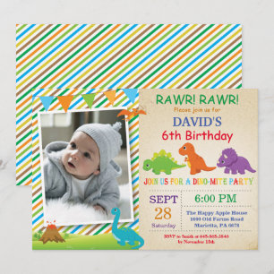 Dinosaur Birthday Invitation Dino Party